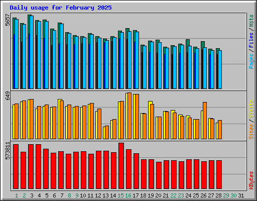 Daily usage for February 2025