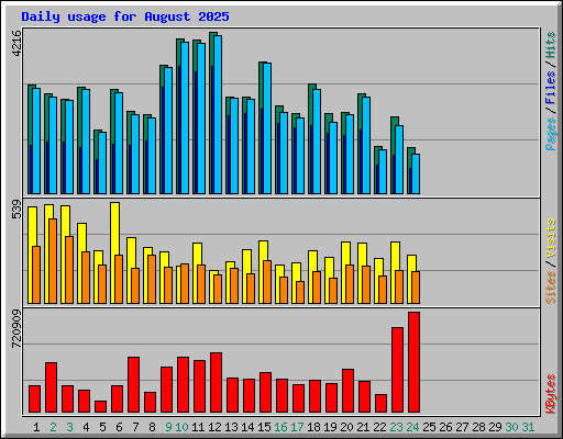 Daily usage for August 2025